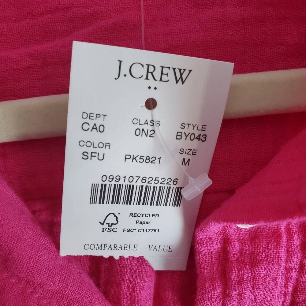 J. Crew Double-Gauze Button-up Shirt Size Medium NWT